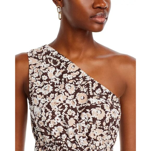 Rails Selani Dress Women's Size L Brown Russet Floral Asymmetric One Shoulder - Picture 3 of 7